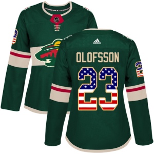 Women's Gustav Olofsson Minnesota Wild Authentic USA Flag Fashion Jersey - Green