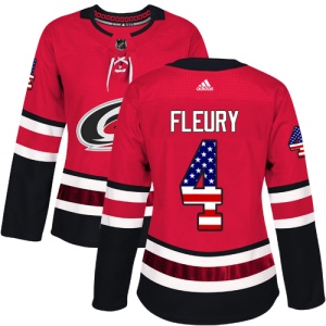 Women's Haydn Fleury Carolina Hurricanes Authentic USA Flag Fashion Jersey - Red