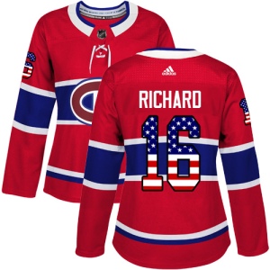 Women's Henri Richard Montreal Canadiens Authentic USA Flag Fashion Jersey - Red