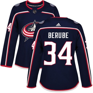 Women's J-F Berube Columbus Blue Jackets Authentic Home Jersey - Navy