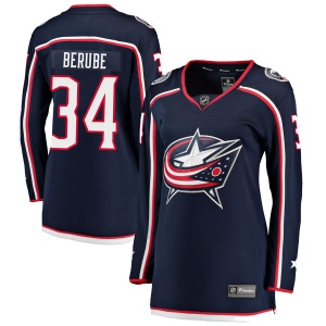 Women's J-F Berube Columbus Blue Jackets Breakaway Home Jersey - Navy