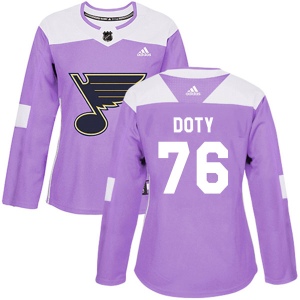 Women's Jacob Doty St. Louis Blues Authentic Hockey Fights Cancer Jersey - Purple