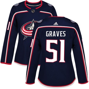 Women's Jacob Graves Columbus Blue Jackets Authentic Home Jersey - Navy