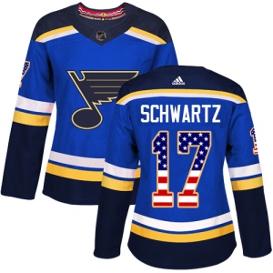 Women's Jaden Schwartz St. Louis Blues Authentic USA Flag Fashion Jersey - Blue