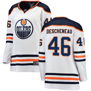 Women's Jaedon Descheneau Edmonton Oilers Authentic Away Breakaway Jersey - White