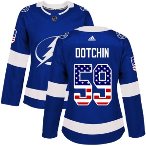 Women's Jake Dotchin Tampa Bay Lightning Authentic USA Flag Fashion Jersey - Blue