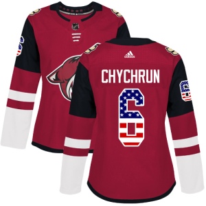 Women's Jakob Chychrun Arizona Coyotes Authentic USA Flag Fashion Jersey - Red