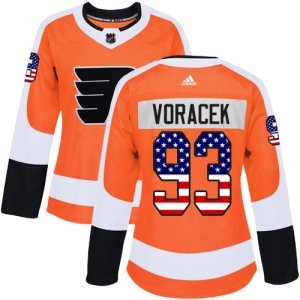 Women's Jakub Voracek Philadelphia Flyers Authentic USA Flag Fashion Jersey - Orange