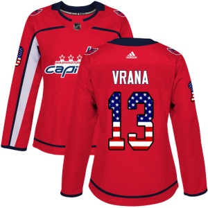 Women's Jakub Vrana Washington Capitals Authentic USA Flag Fashion Jersey - Red