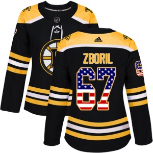 Women's Jakub Zboril Boston Bruins Authentic USA Flag Fashion Jersey - Black