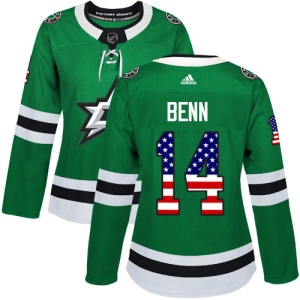 Women's Jamie Benn Dallas Stars Authentic USA Flag Fashion Jersey - Green