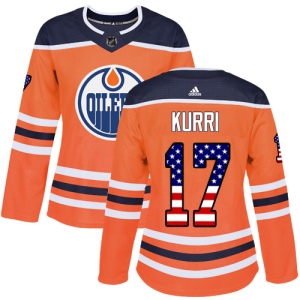 Women's Jari Kurri Edmonton Oilers Authentic USA Flag Fashion Jersey - Orange