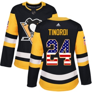 Women's Jarred Tinordi Pittsburgh Penguins Authentic USA Flag Fashion Jersey - Black