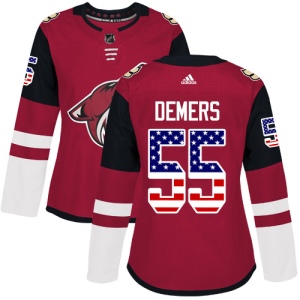 Women's Jason Demers Arizona Coyotes Authentic USA Flag Fashion Jersey - Red