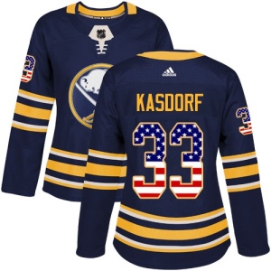 Women's Jason Kasdorf Buffalo Sabres Authentic USA Flag Fashion Jersey - Navy Blue