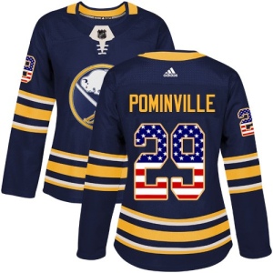 Women's Jason Pominville Buffalo Sabres Authentic USA Flag Fashion Jersey - Navy Blue