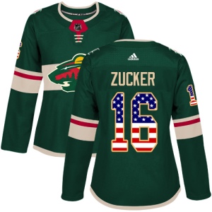 Women's Jason Zucker Minnesota Wild Authentic USA Flag Fashion Jersey - Green