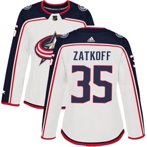 Women's Jeff Zatkoff Columbus Blue Jackets Authentic Away Jersey - White