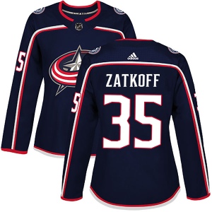 Women's Jeff Zatkoff Columbus Blue Jackets Authentic Home Jersey - Navy