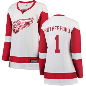 Women's Jim Rutherford Detroit Red Wings Breakaway Away Jersey - White