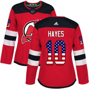 Women's Jimmy Hayes New Jersey Devils Authentic USA Flag Fashion Jersey - Red