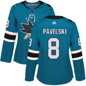 Women's Joe Pavelski San Jose Sharks Authentic Teal Home Jersey - Green