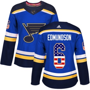 Women's Joel Edmundson St. Louis Blues Authentic USA Flag Fashion Jersey - Blue