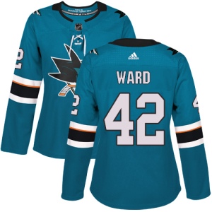 Women's Joel Ward San Jose Sharks Authentic Teal Home Jersey - Green