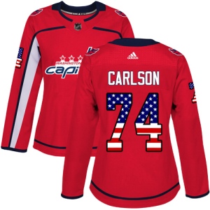 Women's John Carlson Washington Capitals Authentic USA Flag Fashion Jersey - Red