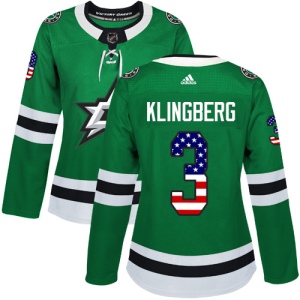 Women's John Klingberg Dallas Stars Authentic USA Flag Fashion Jersey - Green