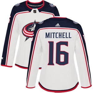 Women's John Mitchell Columbus Blue Jackets Authentic Away Jersey - White