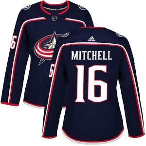 Women's John Mitchell Columbus Blue Jackets Authentic Home Jersey - Navy