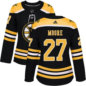 Women's John Moore Boston Bruins Authentic Home Jersey - Black