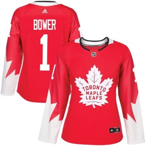 Women's Johnny Bower Toronto Maple Leafs Authentic Alternate Jersey - Red