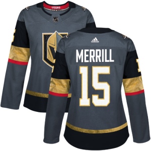 Women's Jon Merrill Vegas Golden Knights Authentic Gray Home Jersey - Gold