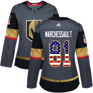 Women's Jonathan Marchessault Vegas Golden Knights Authentic Gray USA Flag Fashion Jersey - Gold