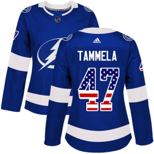 Women's Jonne Tammela Tampa Bay Lightning Authentic USA Flag Fashion Jersey - Blue