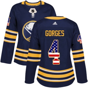 Women's Josh Gorges Buffalo Sabres Authentic USA Flag Fashion Jersey - Navy Blue