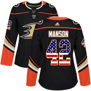 Women's Josh Manson Anaheim Ducks Authentic USA Flag Fashion Jersey - Black