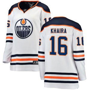 Women's Jujhar Khaira Edmonton Oilers Authentic Away Breakaway Jersey - White