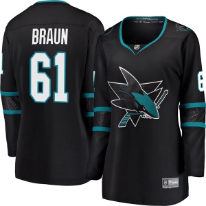 Women's Justin Braun San Jose Sharks Breakaway Alternate Jersey - Black