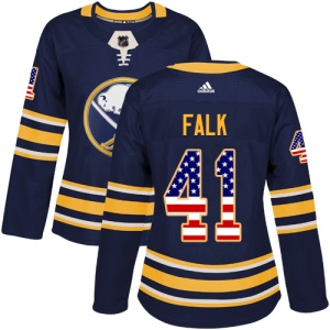 Women's Justin Falk Buffalo Sabres Authentic USA Flag Fashion Jersey - Navy Blue