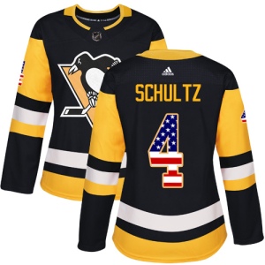 Women's Justin Schultz Pittsburgh Penguins Authentic USA Flag Fashion Jersey - Black