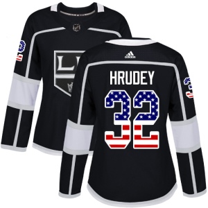 Women's Kelly Hrudey Los Angeles Kings Authentic USA Flag Fashion Jersey - Black