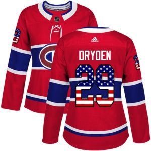 Women's Ken Dryden Montreal Canadiens Authentic USA Flag Fashion Jersey - Red