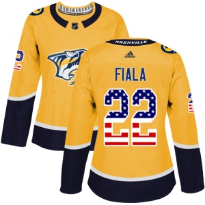 Women's Kevin Fiala Nashville Predators Authentic USA Flag Fashion Jersey - Gold