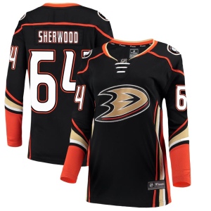 Women's Kiefer Sherwood Anaheim Ducks Breakaway Home Jersey - Black