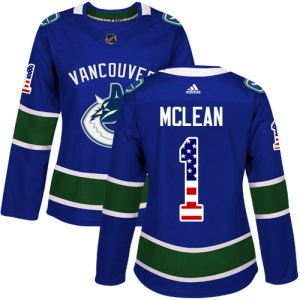 Women's Kirk Mclean Vancouver Canucks Authentic USA Flag Fashion Jersey - Blue