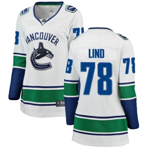 Women's Kole Lind Vancouver Canucks Breakaway Away Jersey - White