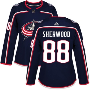 Women's Kole Sherwood Columbus Blue Jackets Authentic Home Jersey - Navy